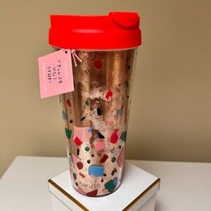 ❗️4/$65❗️ban.do deluxe hot stuff travel mug. Gold and confetti.